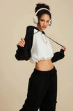 Women's Brick Color Block Cropped Hoodie