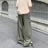 Comfortable Solid Color Wide Leg Cargo Pants