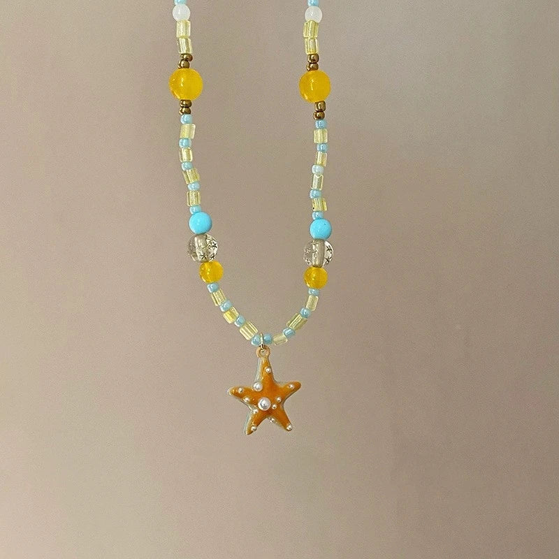 Y2K Aesthetic Colorful Starfish Pendant Necklace