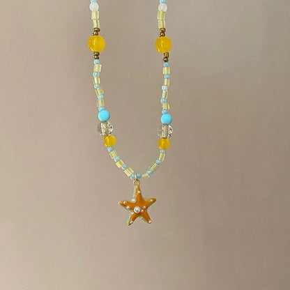 Y2K Aesthetic Colorful Starfish Pendant Necklace