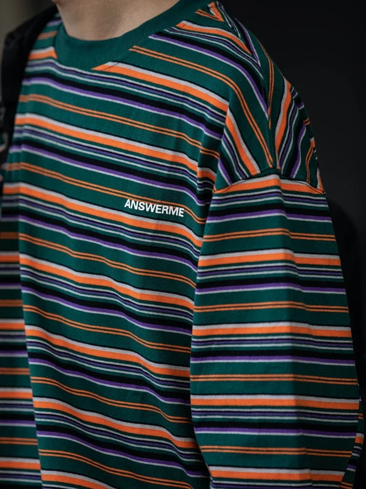 Retro Striped Casual Fit Long Sleeve T-Shirt
