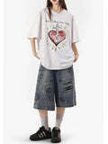Y2K Women's Printed Washed Jorts