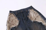 Vintage Ripped Washed Patchwork Denim Jeans