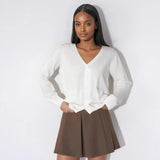 Women Casual Comfort V-Neck Knitted Cardigan