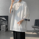 Cool Oversized Plaid Korean Style T-Shirt