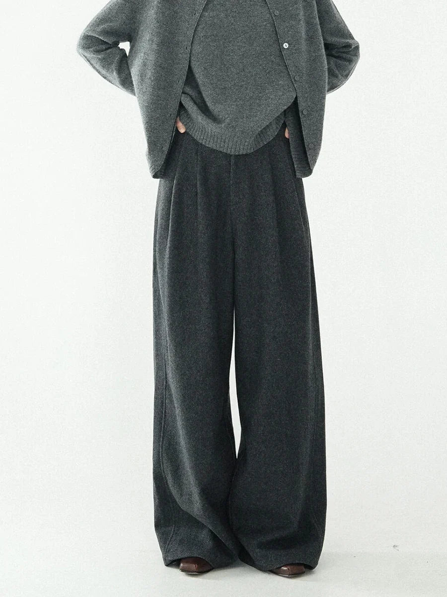 Chic Solid Gray Wide Leg Pants