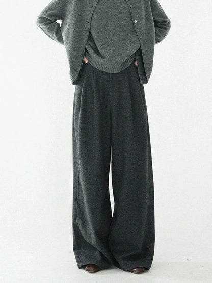 Chic Solid Gray Wide Leg Pants