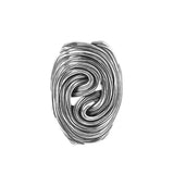 Silver Retro Swirl Distortion Gothic Ring