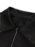 Retro Oversized Distressed Faux Leather Jacket