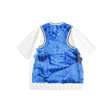 Fake Two Piece Graphic Print V-Neck Basketball T-Shirt
