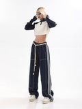 Rope High Waist Baggy Denim Pants