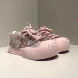 Women Pink Chain Smiling Canvas Sneaker
