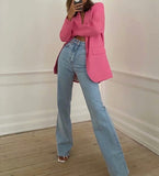 Straight High Waist Women's Denim Pants