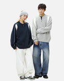 Streetwear Half Zip Mid Collar Knitwear Sweater