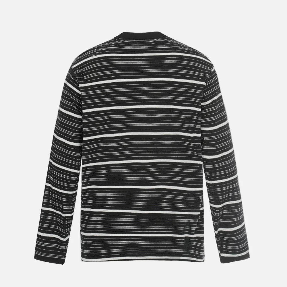 Elevated Ripped Henley Collar Long Sleeve T-Shirt