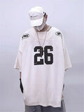 Vintage Oversized Letter Print Jersey T-Shirt