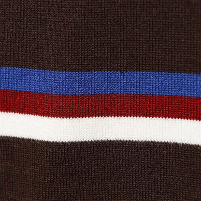 Academy Style Retro Striped Knit Polo Sweater