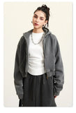 Women's Fleece Zip-up Cropped Hoodie