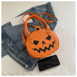 Color Blocking Halloween Pumpkin Shoulder Bag