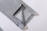 Butterfly Snake Embroidery Straight Denim Pants