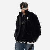 Winter Hip Hop Printted Faux Fur Parkas Jacket