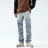 Rugged Look Gradient Blue Loose Straight Jeans
