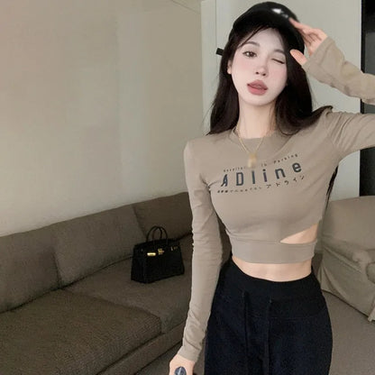 Retro Letter Printed Crop Tops