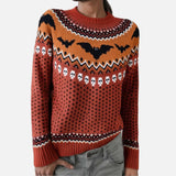 Stylish Halloween Leopard Print Knit Sweater