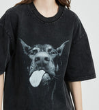 Vintage Doberman Graphic Washed Black T-shirt