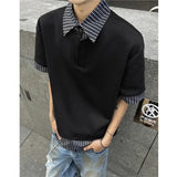 Men's Streetwear Slim Fit Striped Polo T-Shirt