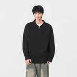 Comfortable Ribbed Knit Half Zipper Sweater