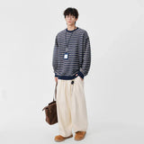 Y2K Striped Oversized Crew Neck Sweatshirt