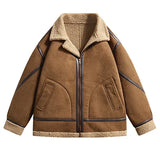 Windproof Fleece-Lined Faux Shearling Aviator Jacket