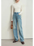Minimalist Cotton Denim Wide Leg Jeans