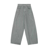 Y2K Striped Curved Knife Wide Leg Cargo Jeans