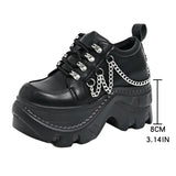 Chunky Gothic Black Chain Platform Sneakers