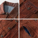 Vintage Orange Long Sleeve Denim Jacket
