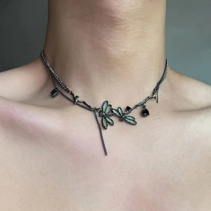Gothic Party Black Dragonfly Choker Necklace
