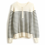 French Striped Cashmere Crew Neck Sweater