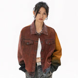 Vintage Orange Long Sleeve Denim Jacket
