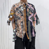 Summer Plaid Patchwork Tassel Loose Shirt