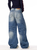 Wardrobe Staple Lightning Pattern Wide Leg Jeans