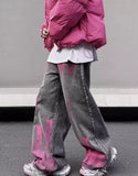 Pink Hand Painted Graffiti Washed Jeans