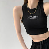 Knitted Letter Embroidery Crop Tank Top