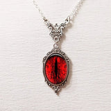 Blood Red Gothic Cat Eyes Pendant Necklace