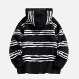 Men Cozy Striped Zipper Hooded Cardigan