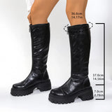 Gothic Front Zipper Knee High Leather Boots
