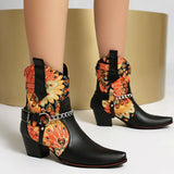 Gothic Rose Skull Cowboy Boot