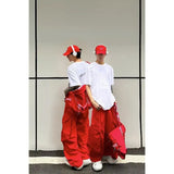 Men Streetwear Red Vibe Loose Wide Leg Pants