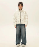 Floral Stand-Up Collar Thickened Puffer Jacket
